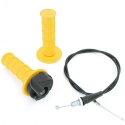Kit poignee jaune avec tirage rapide et cable de gaz