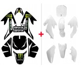 Pack Kit plastique blanc + Deco Monster CRF50 Pit Bike