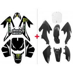 Pack Kit plastique noir + Deco Monster CRF50 Dirt Bike