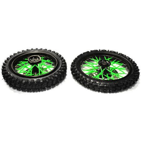 32 Couvres Rayons Vert Fluo Avant/Arrière