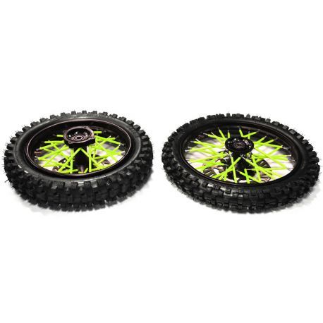 32 Couvres Rayons Vert Fluo Avant/Arrière