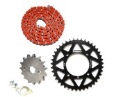 Pack Chaine YCF + Couronne CNC Noir + Pignon pour Dirt Bike, Pit Bike.