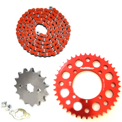 Pack Chaine CNC YCF Rouge/Rouge (420/17mm) pour Dirt Bike