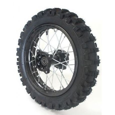 Roue complete Arriere Dirt bike 14" Noir (axe 12mm)