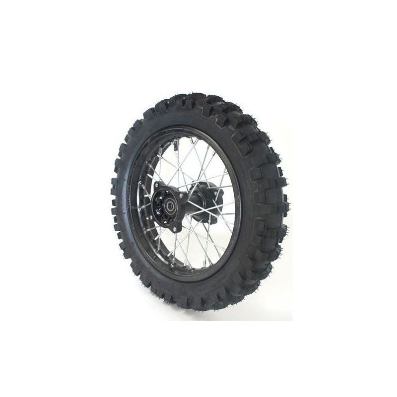 Roue complete Arriere Dirt bike 14" Noir (axe 12mm)