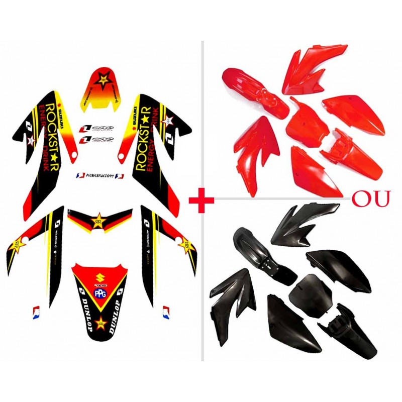 Kit decoration Rockstar CRF70 + kit carenage complet pour Dirt Bike Pit Bike