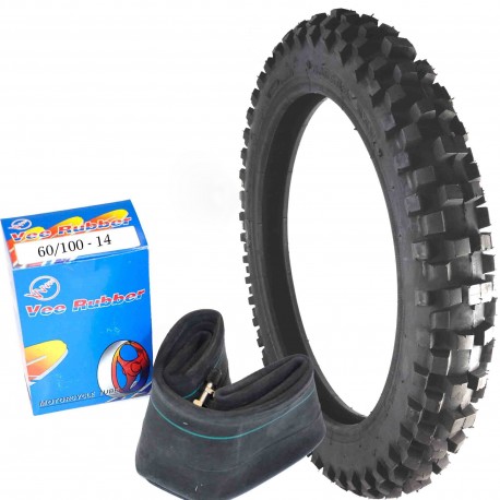 Set Tyre Cross Vee Rubber + Inner Tube 14" Front