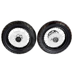 Pack de Roue Supermotard rayons 12"/12" Acier (axe 15mm)