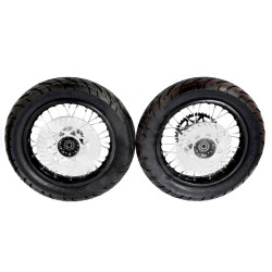 Pack de Roue Supermotard rayons 12"/12" Acier (axe 15mm)