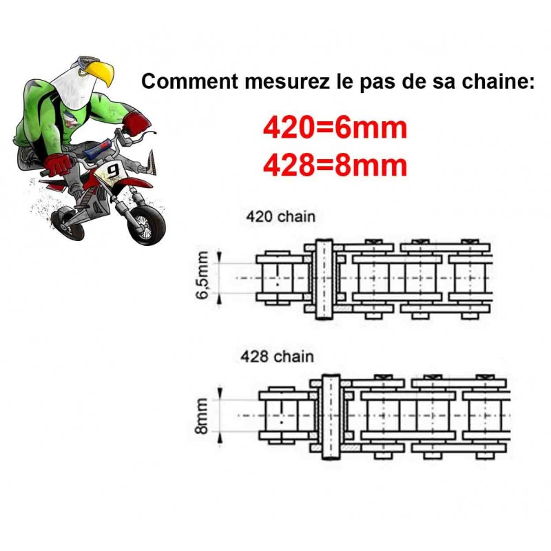 Chaine Renforcée NZ3 Ultra Renforcée D.I.D 420 pour Dirt Bike, Pit