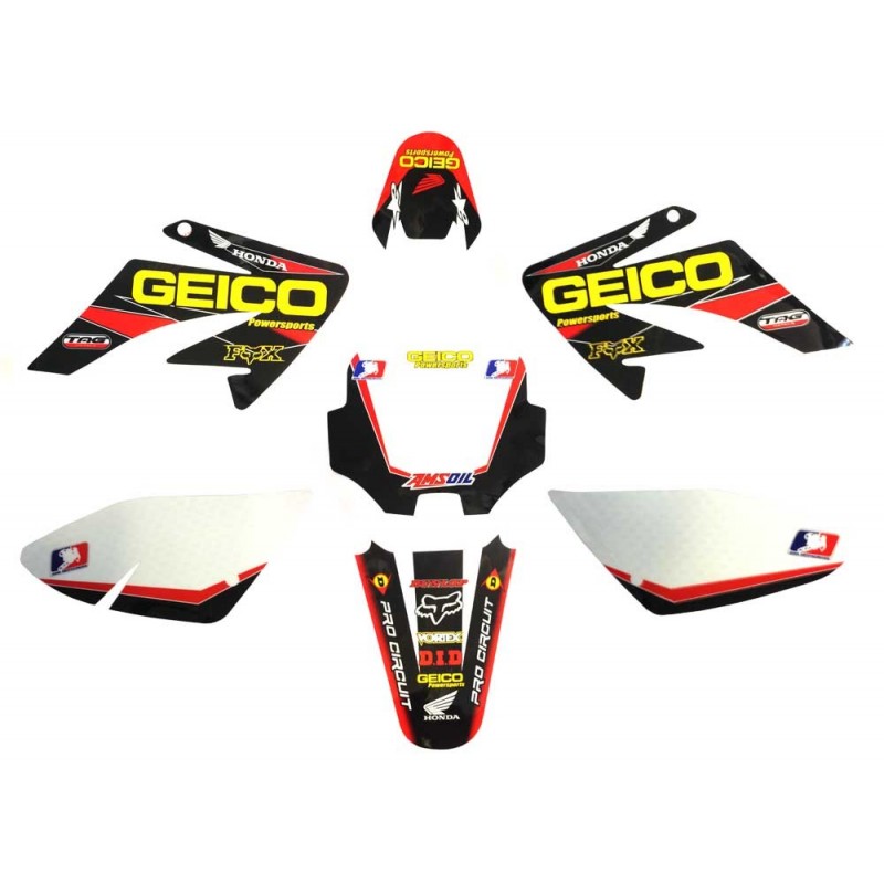 Kit Déco GEICO CRF70 pour Dirt Bike, Pit Bike