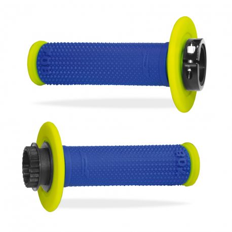 Poignées 708 Lock on Jaune Fluo/Bleu Electrique 22/25mm