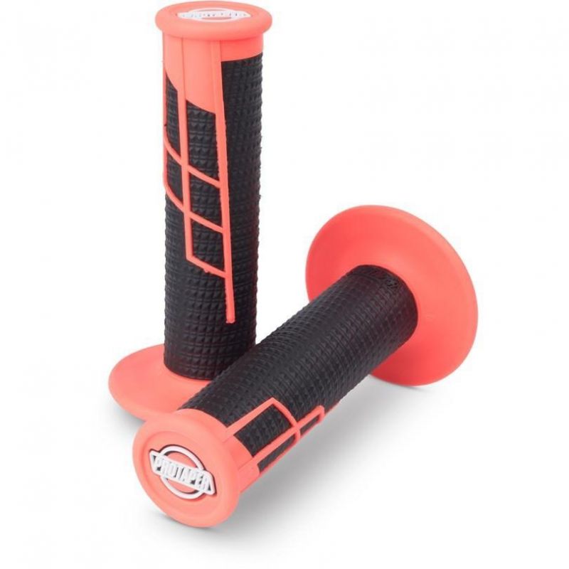 Manopole PRO TAPER Waffle - Rosso Fluo/Nero