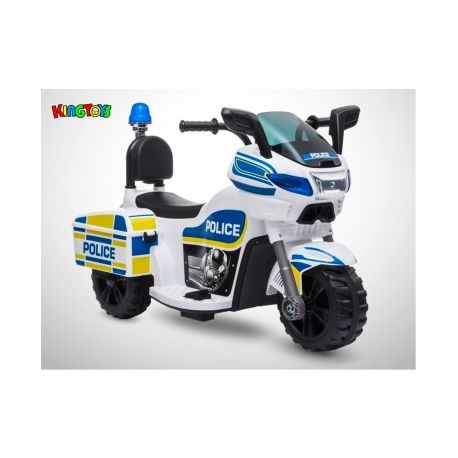 Moto Électrique Enfant Police 22W / 6V Blanc KINGTOYS