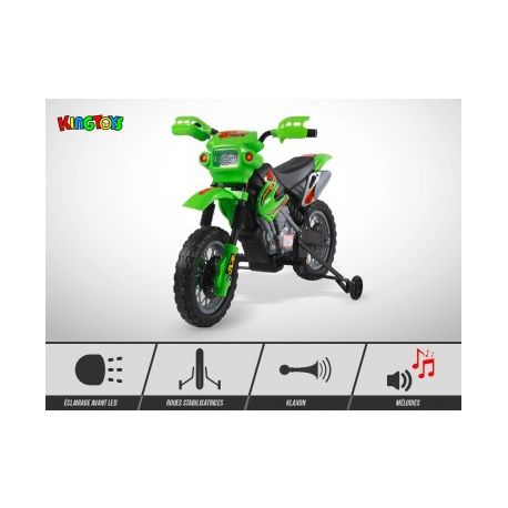 Moto Electrique Enfant KINGTOYS - Cobra 18W - Vert