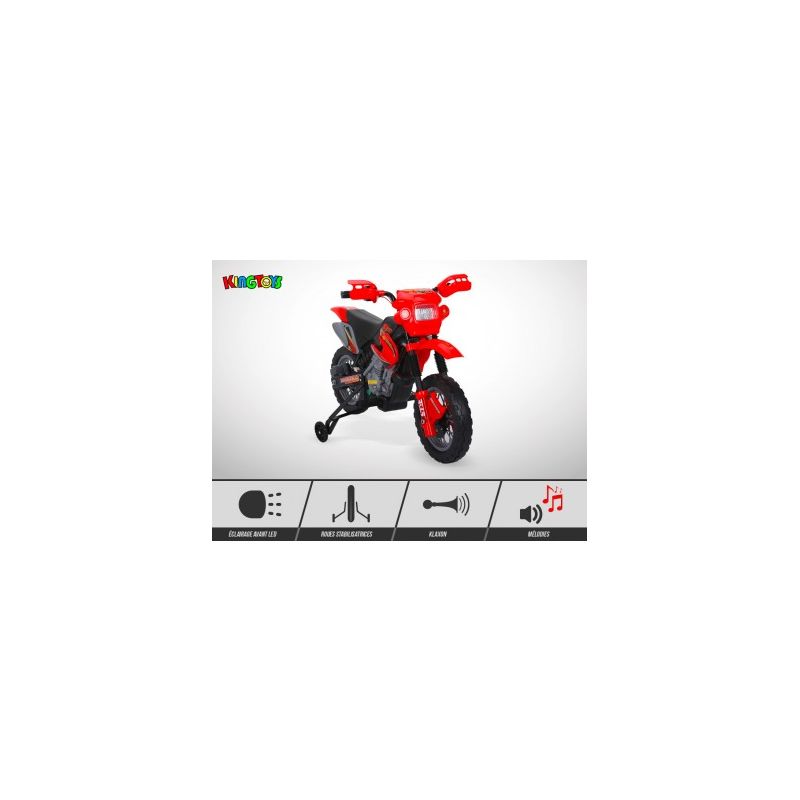 Moto électrique enfant avec Roues Stabilisatrices, À partir de 3 Ans,  Rouge, 102 x 53 x 66 cm