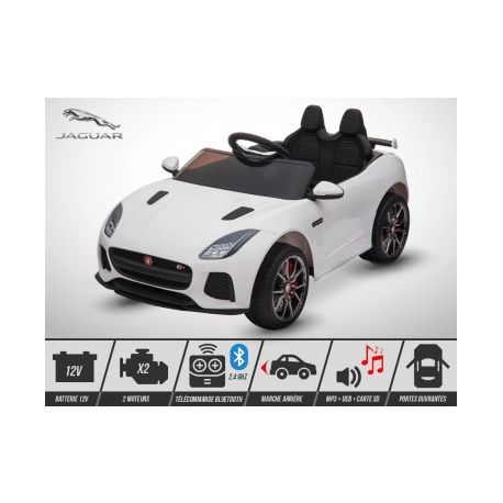 Voiture Electrique 2 Places Enfant KINGTOYS Jaguar F-TYPE SVR 50W - Blanc