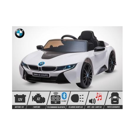 Voiture Electrique 1 Place Enfant KINGTOYS BMW I8 60W - Blanc