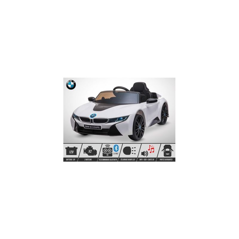 Voiture Electrique 1 Place Enfant KINGTOYS BMW I8 60W - Blanc