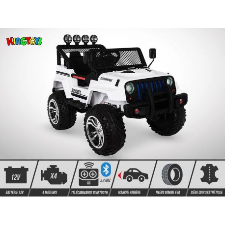 Voiture Electrique 2 Places Enfant 180W 4x4 Jeep - Blanc