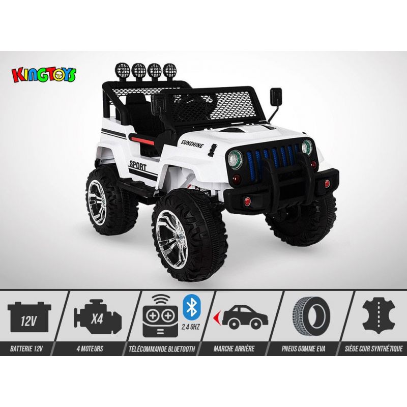 Voiture Electrique 2 Places 180W Enfant 4x4 Jeep - Blanc