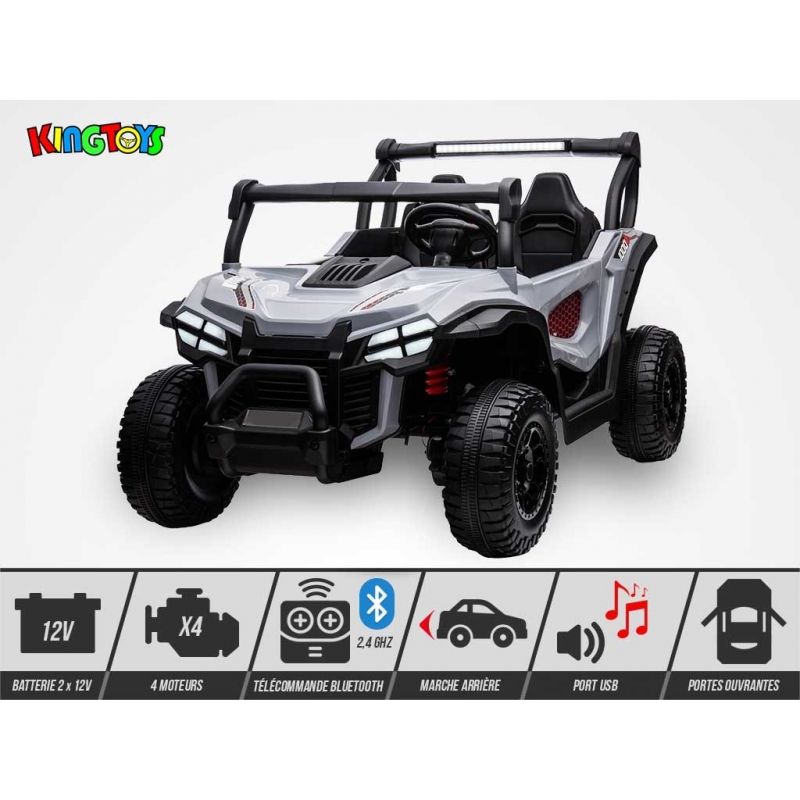 Buggy electrique 2 Places 140W Enfant 4x4 SSV - gris