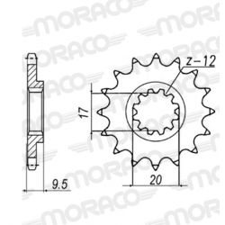 PIgnon de Sortie de Boite 420 14 dents Axe 20mm