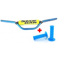 Pack Guidon StarBar + Poignee MX Bleu pour Dirt Bike