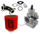 Pack Carburateur MOLKT 26 + Filtre à Air UNI Noir et Rouge pour Dirt Bike