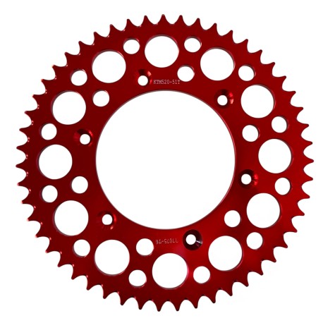 Corono in alluminio CNC - 51 denti - ERZ450cc - Rosso