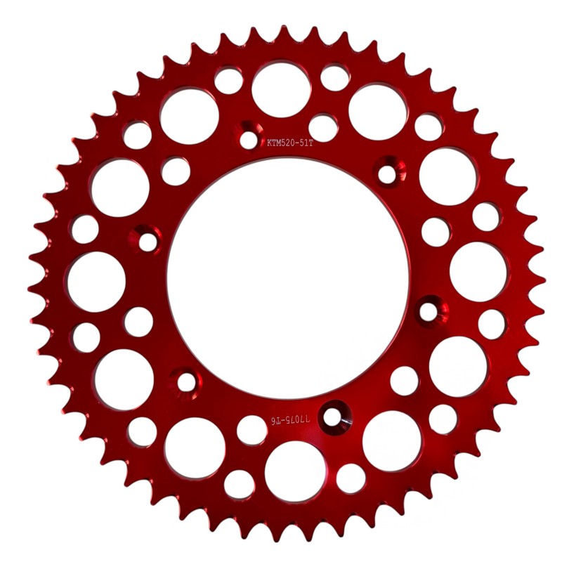 Couronne aluminium CNC - 51 dents - ERZ450cc - Rouge
