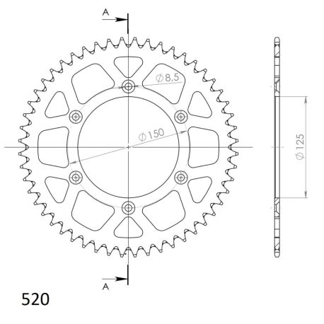 Couronne aluminium Motocross - SUPERSPROX - 520 (45, 50, 52 dents)