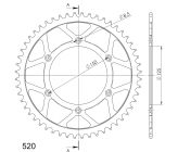 Couronne acier Motocross - SUPERSPROX - 520 (45, 48, 50, 52 dents)