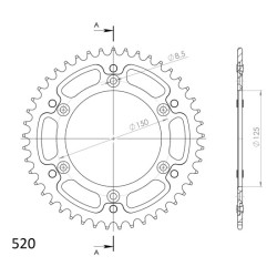 Couronne Stealth CNC Supersprox - 520 (45,48,50,52 dents) - Rouge