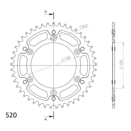 Couronne Stealth CNC Supersprox - 520 (45,48,50,52 dents) - Rouge