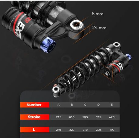 Amortisseur FASTACE BDA53RC 265MM 550LBS SUR-RON LIGHTBEE