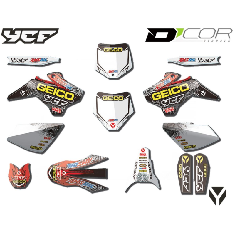 Kit déco YCF GEICO - START 2008-2017/ PILOT 2013-2015/ FACTORY 2012-2015