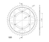 Corona in acciaio 520 - 51 denti - Nero