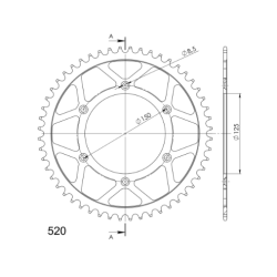 Corona in acciaio 520 - 51 denti - Nero