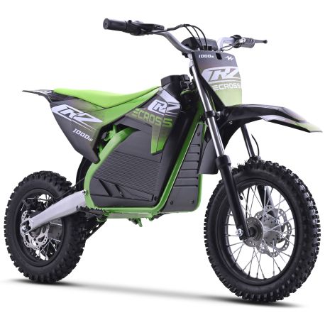 Electric Dirt Bike CRZ 1200W 36V for Kids, E-Cross, 10"/12" - Green