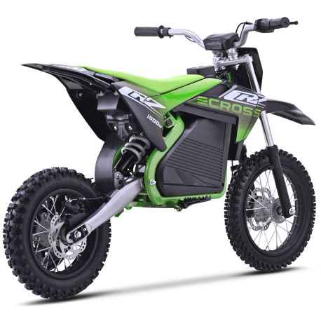 Electric Dirt Bike CRZ 1200W 36V for Kids, E-Cross, 10"/12" - Green