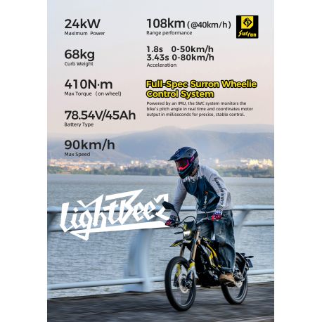 Zugelassenes Elektro-Motorrad - SUR-RON Ultra Bee T L3E - 21KW - Schwarz