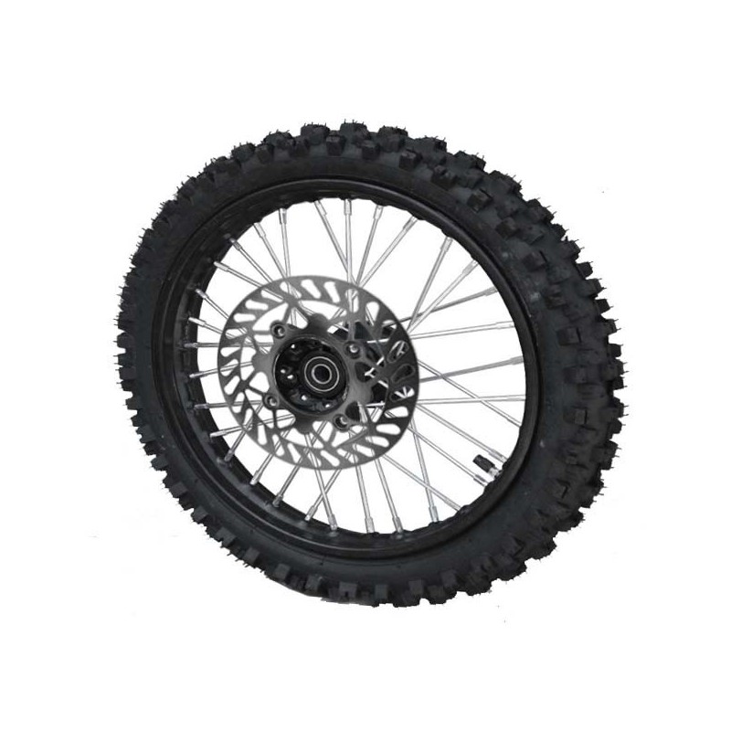 Roue complète Avant 14" axe de 15mm noire Dirt Bike