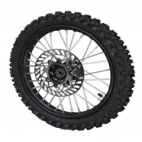 Roue complète avant 14" axe de 12mm noire Dirt Bike