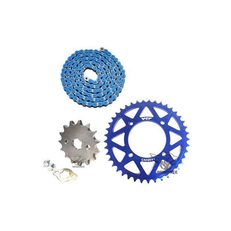 Pack Chaine CNC YCF Bleu (420/17mm) 