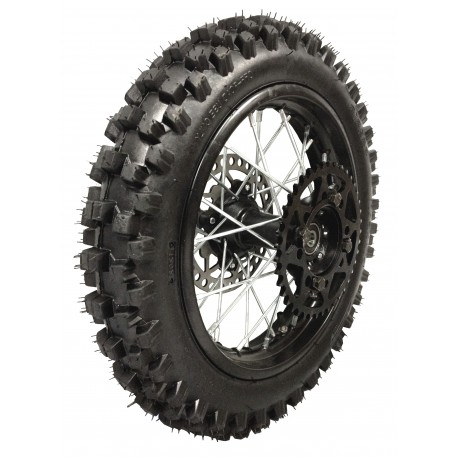 Roue complete 12" Arriere axe de 15mm Noir Dirt Bike