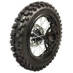 Roue complete 14" Arriere axe de 15mm Noir Dirt Bike