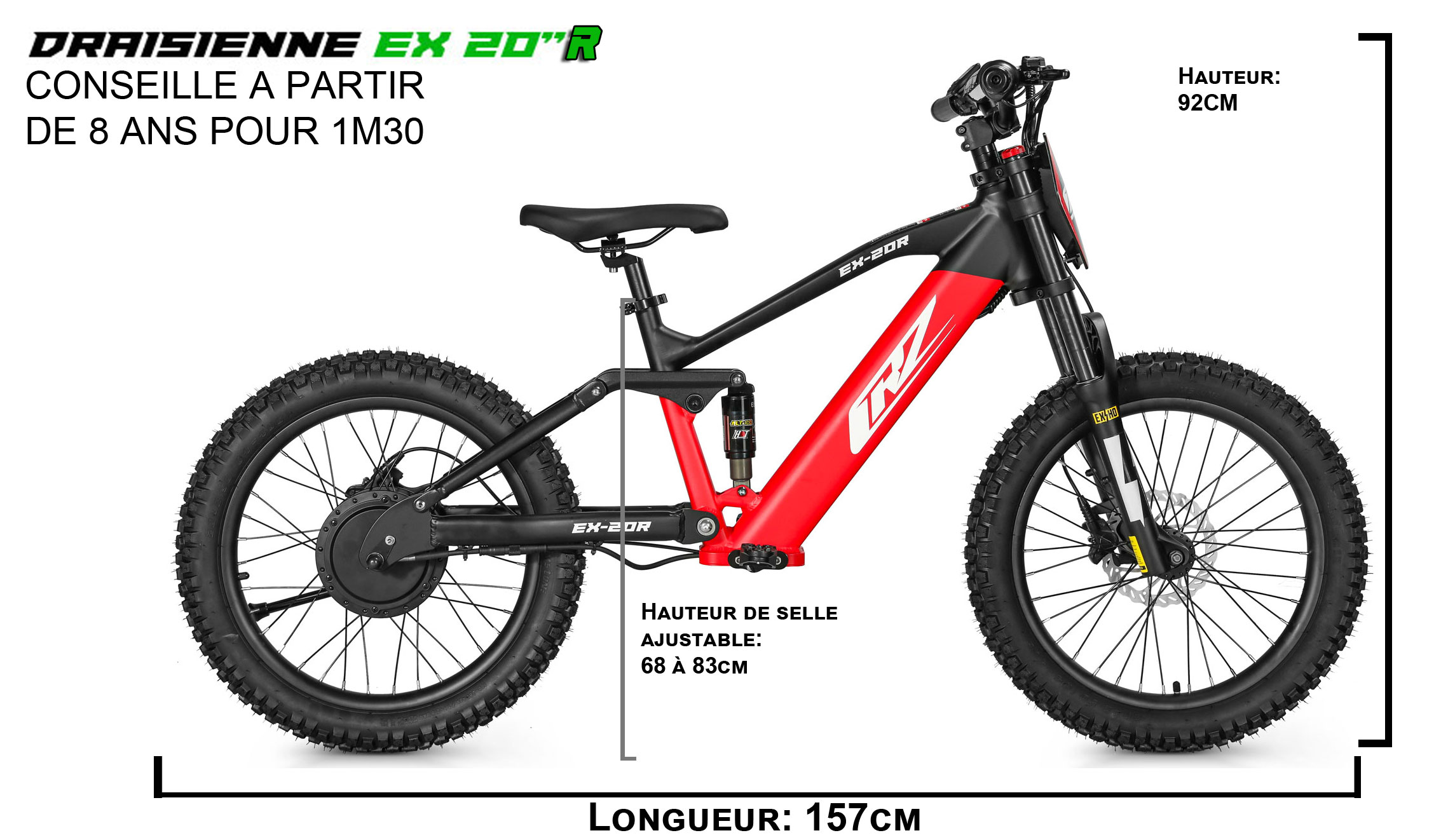 Adapté à partir de 10ans (1m30) - 20 Pouces