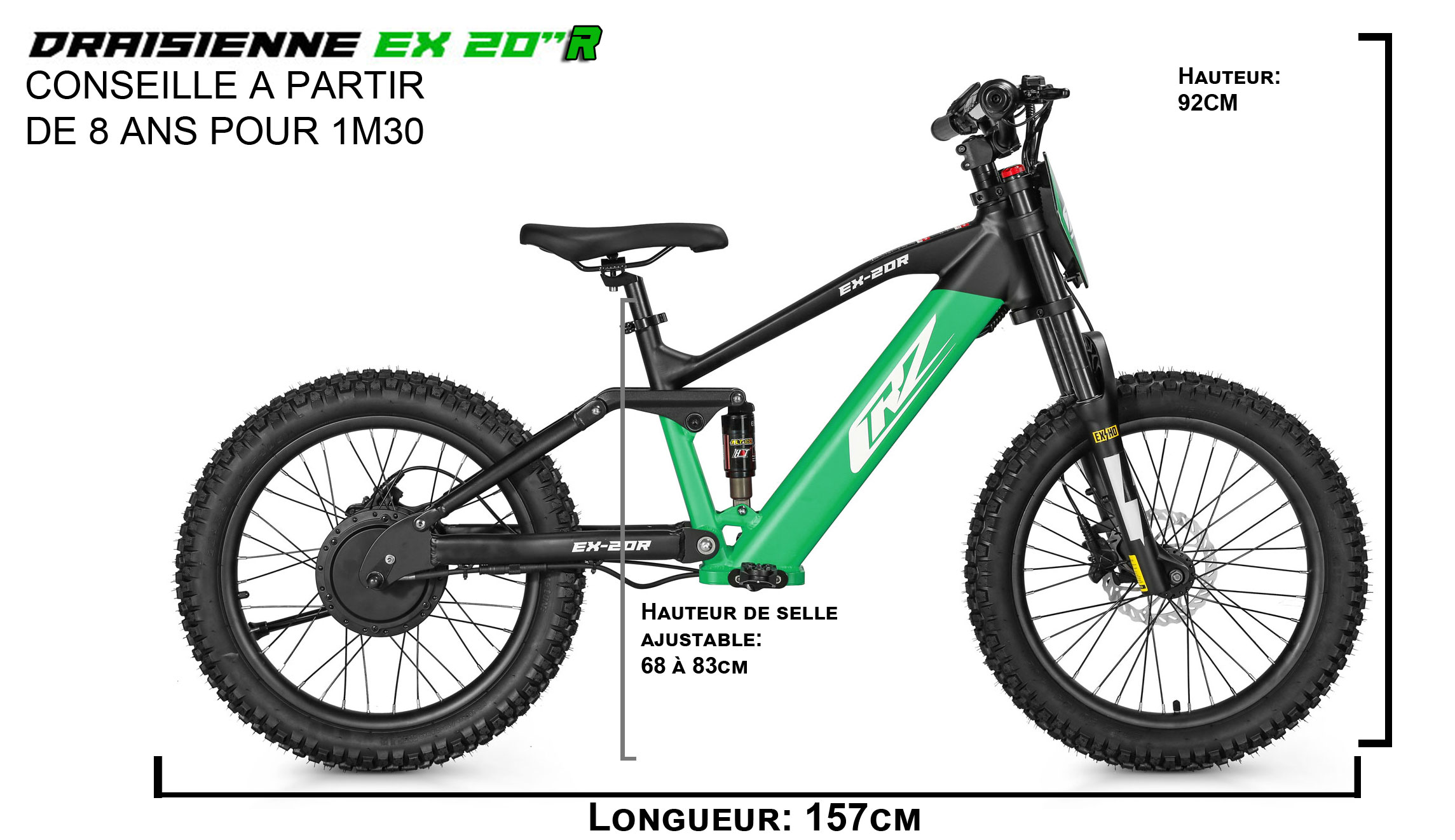 Adapté à partir de 10ans (1m30) - 20 Pouces